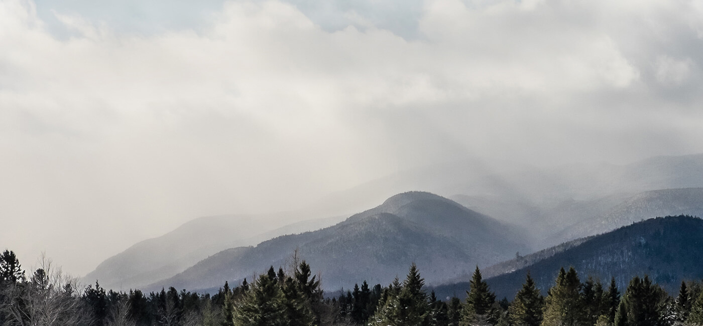 Foggy mountain view