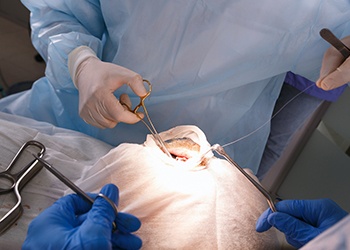 Patient receiving periodontal care